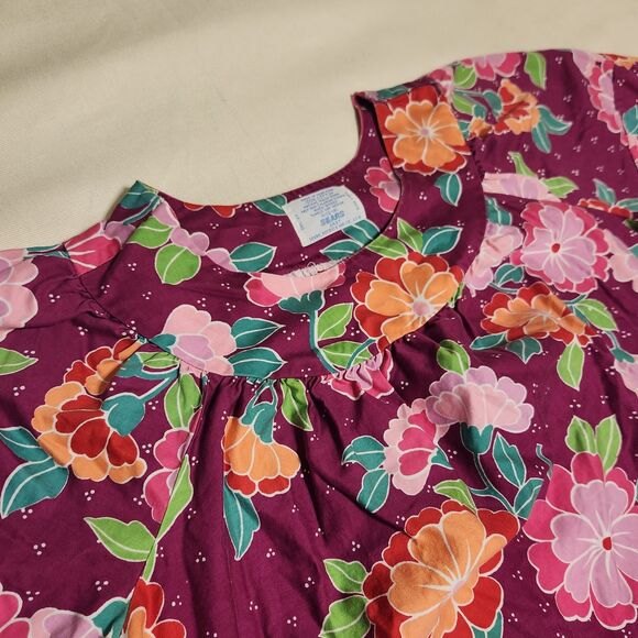 Vintage 60s 70s Sears Hawaiian Cotton Floral Muumuu House Lounge Dress SZ M/L - Picture 5 of 11